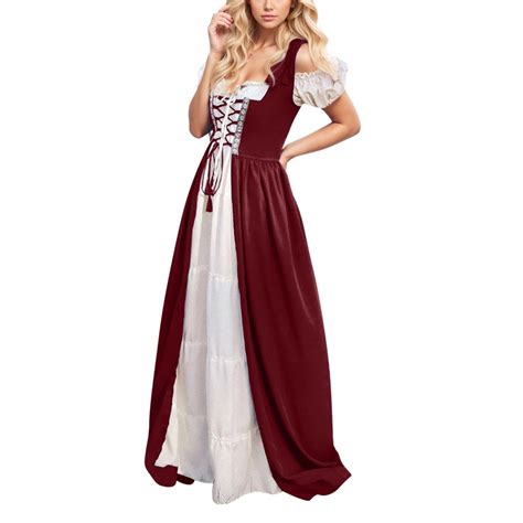ShomPort Women Renaissance Costume Medieval High Waisted Off Shoulder ...