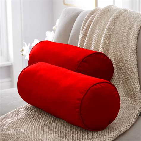 MeeFactory Velvet Round Bolster Pillow Diwan Pillow Set Soft, 24 X 8 ...