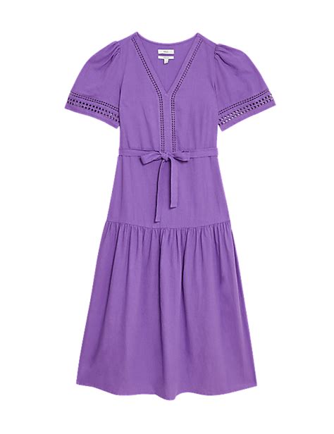 Buy Linen Rich Tie Waist Midaxi Shift Dress at Marks & Spencer