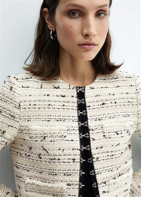 Chaqueta tweed corchetes - Mujer | MANGO México