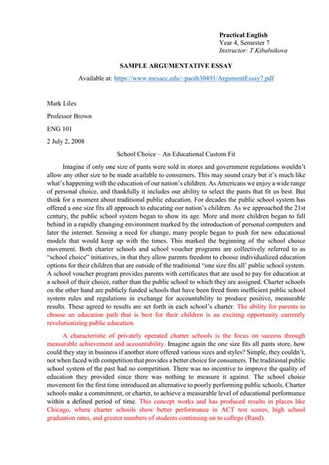 Persuasive Essay: Argumentative essay samples