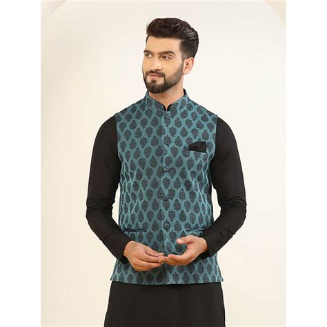 Buy KISAH Men Blue Nehru Jacket Online