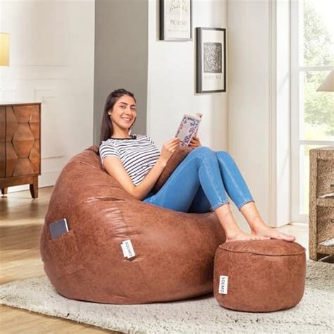 Kushuvi 4XL Bean Bag with Footrest with Cushion Ready to Use with Beans ...