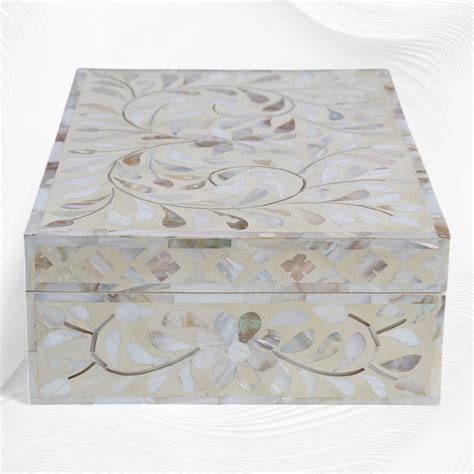 Floral Mother Of Pearl Inlay Box Ivory – Luxury Handicrafts