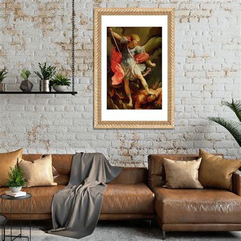 The Archangel Michael defeating Satan by Guido Reni (24"H x 16"W x 1"D ...