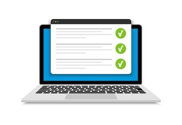 Examen en ligne sur ordinateur portable à écran Liste de contrôle ...