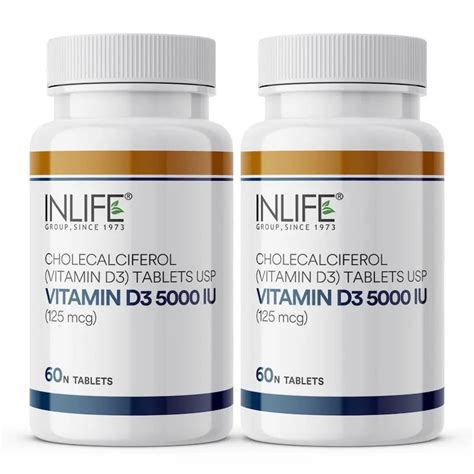 Inlife Vitamin D3 Supplement 5000 IU | Cholecalciferol 60 Tablets ...