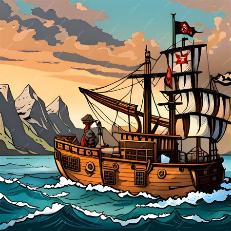 Premium AI Image | A pirate port with ships setting sail blacksmiths ...