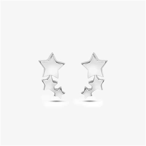 Three Star Silver Stud Earrings