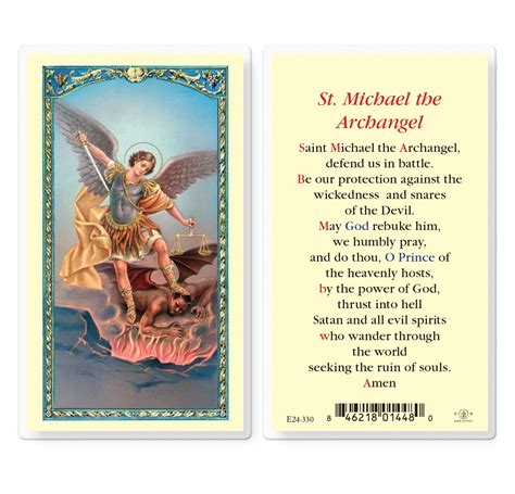 Prayer To St. Michael the Archangel Laminated Prayer Card – Catholic ...