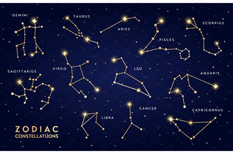 Golden zodiac constellations | Illustrations ~ Creative Market