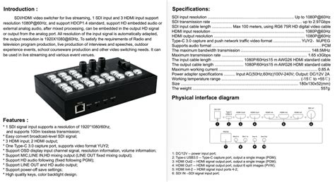4 Channels SDI/HDMI Video Mixer Switcher for Live Streaming Switcher ...