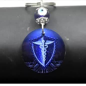 AFH Medical Symbol Caduceus Evil Eye Key Holder Keyring for Men and ...