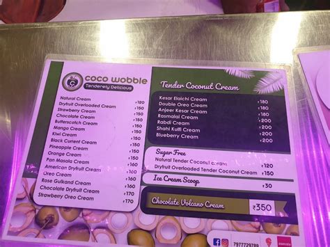 Menu at Coco Wobble - Tender Coconut Cream, Dombivli