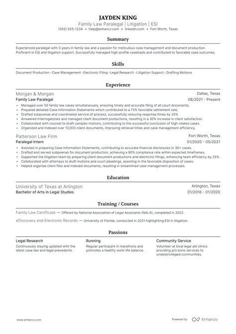 1 Successful Family Law Paralegal Resume Example And Writing Tips for 2024