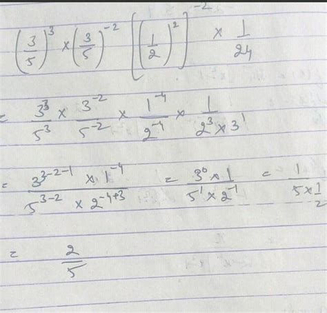 (\frac{3}{5})^{3}\times(\frac{3}{5})^{-5}=(\frac{3}{5})^{2x-4} - Brainly.in