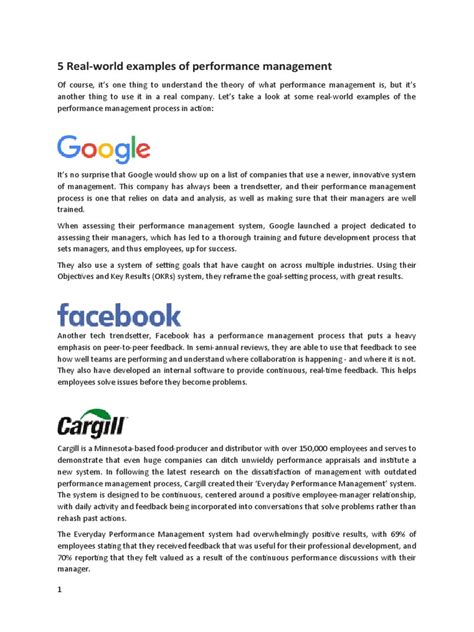 5 Real-World Examples of Performance Management | PDF | Performance ...