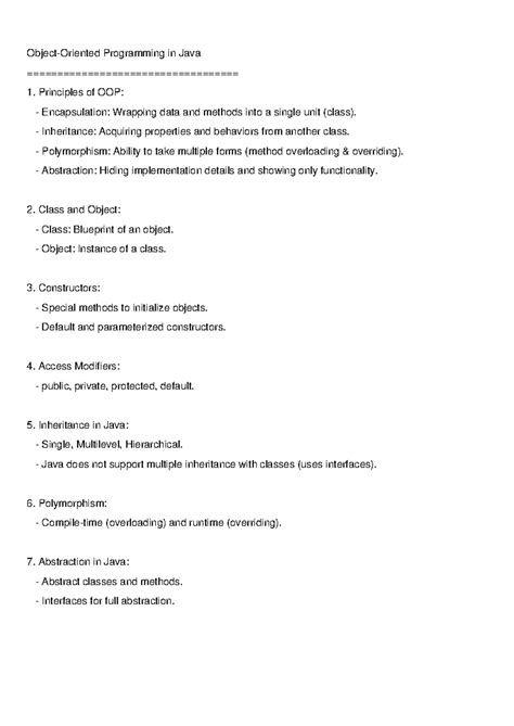 OOP in Java: Principles, Concepts, and Key Features - Studocu