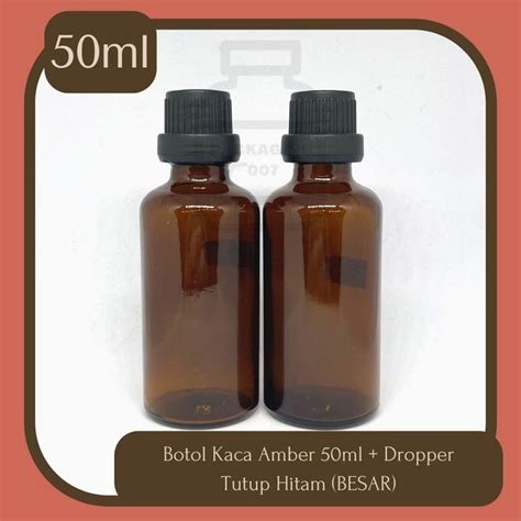 Jual Botol Kaca Amber Coklat 50ml/Essential Oil - Tutup Ulir Hitam ...