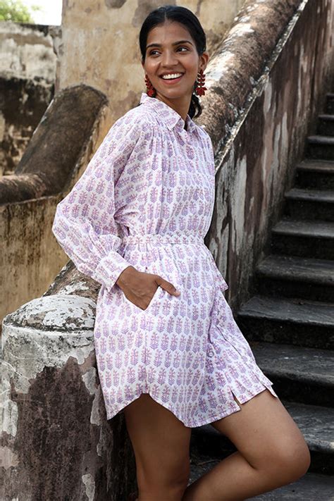 Okhai "Virtuoso" Handblock Printed Pure Cotton Shirt Dress – Okhaistore