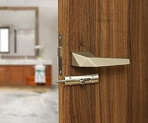 FIT N FORGET Deluxe Bathroom Door Lock Keyless Secure Handle Set with ...