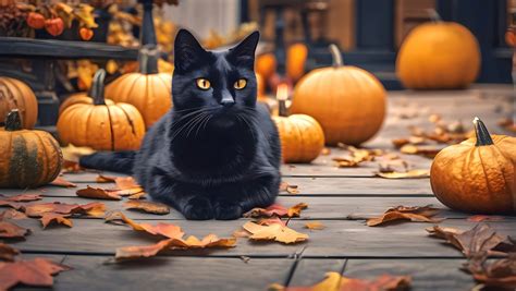 Halloween Cat And Pumpkins Free Stock Photo - Public Domain Pictures