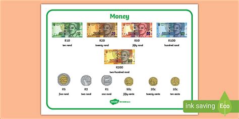 SA Money - Coins and Notes Word Mat (teacher made) - Twinkl