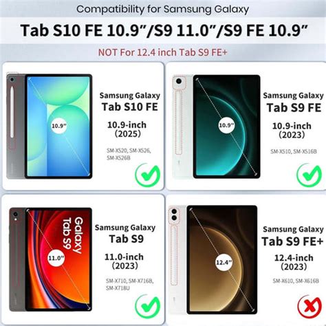XZT-S9 Keyboard Case for Galaxy Tab S10 FE/S9 FE/S9 with Touchpad & 36 ...