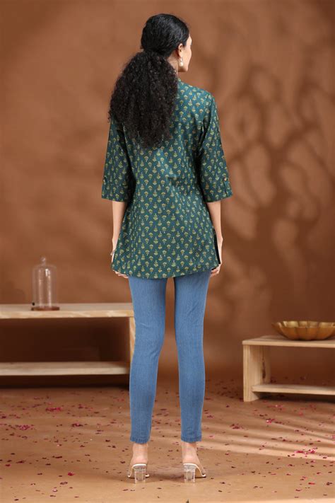 Dark Green Printed Cotton Tunic – Cotton Culture