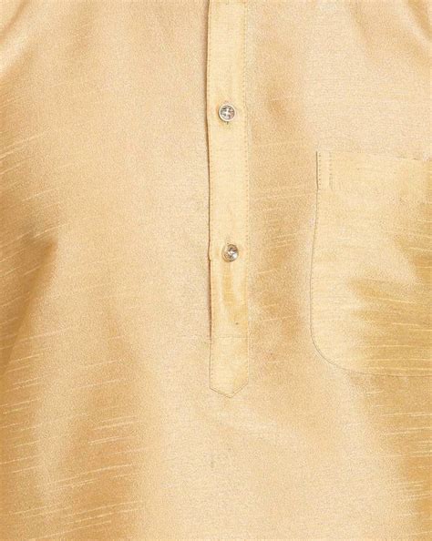 Buy Gold WINTAGE Long Kurta with Mandarin Collar | AJIO