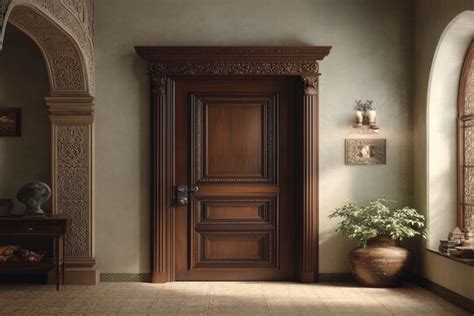 Indian Traditional Style Single Swing Door Design with Matte Finish