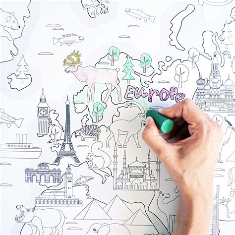 DekaliDesigns Dekali Designs Kids World Map Coloring Poster - 35 x ...