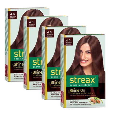 Streax Cream Hair Color for Unisex, 120ml - 4.6 Reddish Brown (Pack of ...