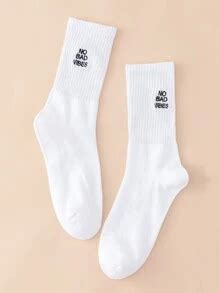 Letter Embroidered Crew Socks | SHEIN USA