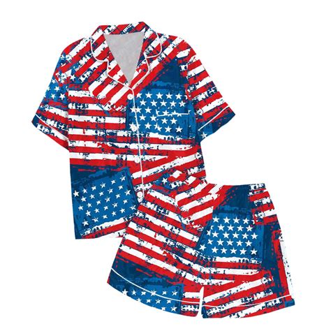 Kids Silk Pajamas Girls Kid's Summer Independence Day 4Th of July Flag ...