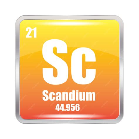 Premium Vector | Scandium element icon Sc atomic symbol Atomic number 21 Atomic mass 44956