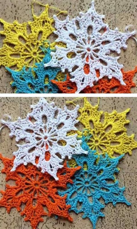 Crochet Thread Snowflake Pattern 的图像结果