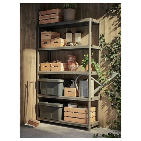 RUNMARÖ shelving unit, dark grey indoor/outdoor, 120x40x188 cm (471 ...