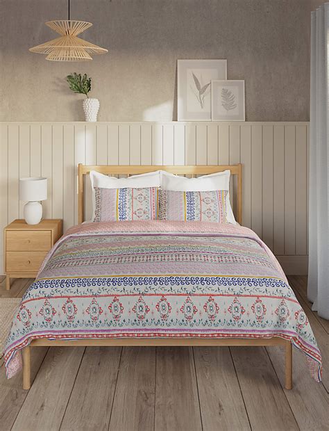 Buy Cotton Blend Horizontal Stripe Bedding Set at Marks & Spencer
