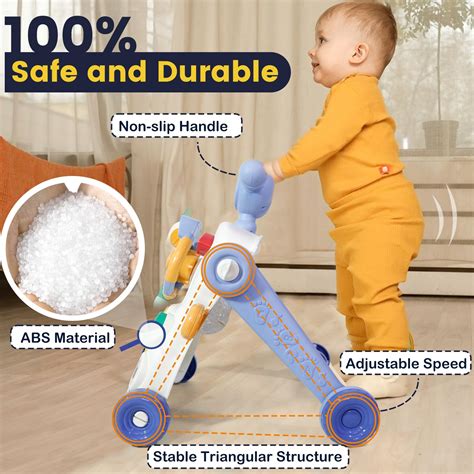 Sit to Stand Baby Walker, 3 in 1 Baby Push Walker and Educational ...