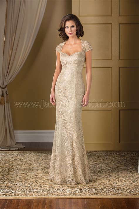 K178018 Long Queen Anne Neckline Lace MOB Dress