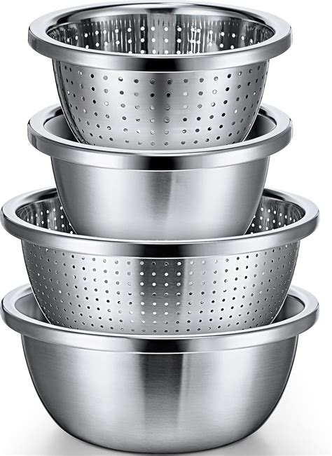 Amazon.com: Eccliy 4 Pcs 304 Stainless Steel Strainers and Colanders ...