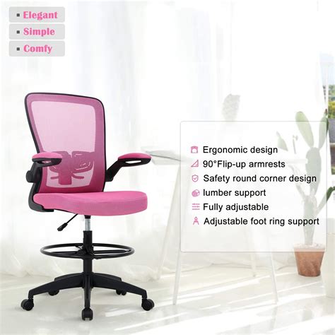 Buy YIQIEDEY Pink Drafting Chair Tall Office Chair Standing Desk Chair ...