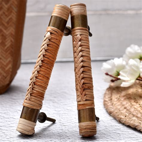 Natural Small Round Rattan Cabinet Handles