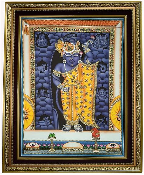 Mukund Arts Shreenathji Patt Mangla Hand Gold Leaf Small Wood Painting ...