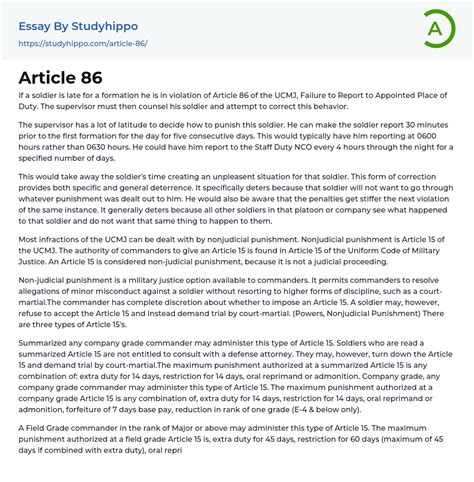 Article 86 Essay Example | StudyHippo.com