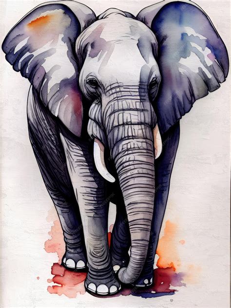 Aquarelle éléphant Peinture Acrylique Illustration Reproduction | Photo Premium