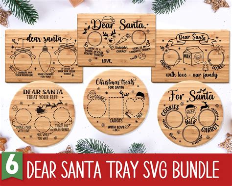 Dear santa plate svg bundle christmas svg santa tray svg santa cookie ...
