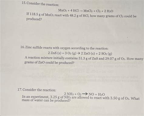 [Solved] 15. Consider the reaction: MnO2 + 4 HCl M | SolutionInn