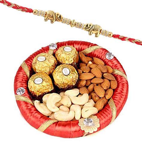 SFU E Com Premium Elephant Rakhi with Dry Fruit Tray Hamper 29 : Amazon ...
